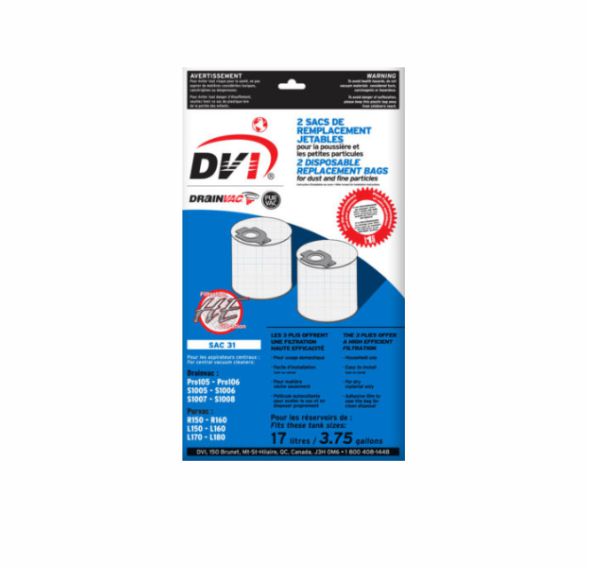 Qty: 2. Disposable 3-ply cloth dust bags For 17 L units of the Pro1 and S1000 series